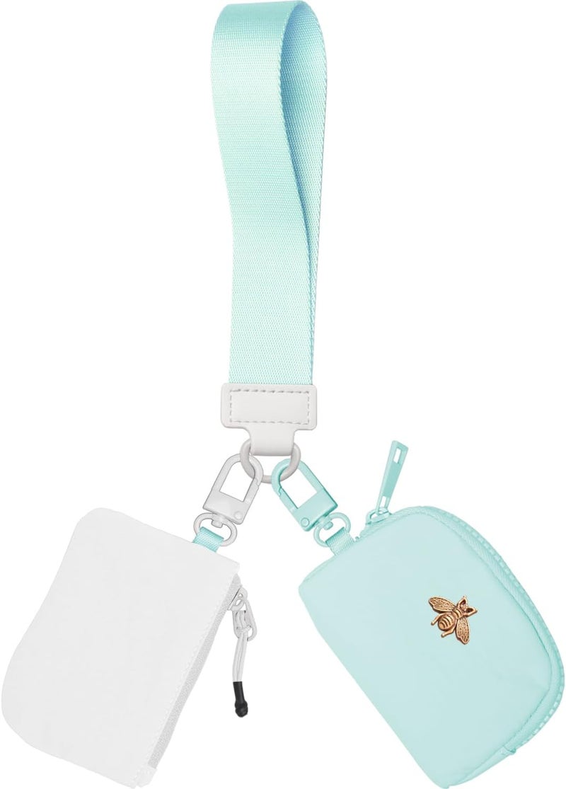 COOLANS Mini Wristlet Wallets Dual Pouch,Around Wristlet Handbag Wallet for Women Zip Cards Holder,Wristlet Bracelet Purse - Image 1